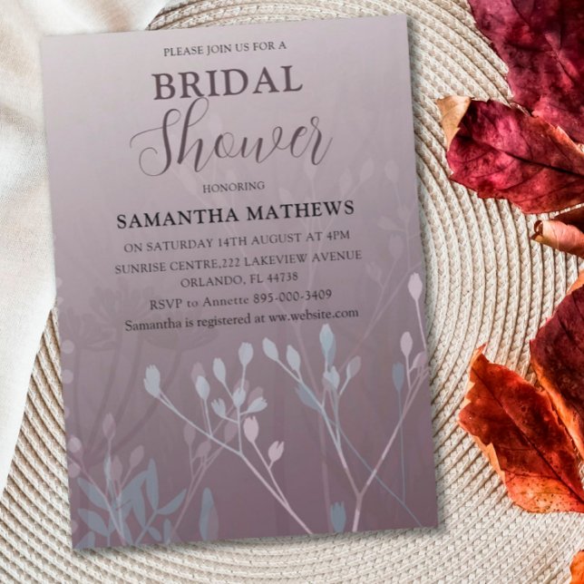 Invitación Modern Deep Plum Foliage Bridal Shower Invitation (Subido por el creador)