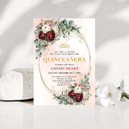 Invitación Modern Deep Red Flowers 15th Birthday Invitation