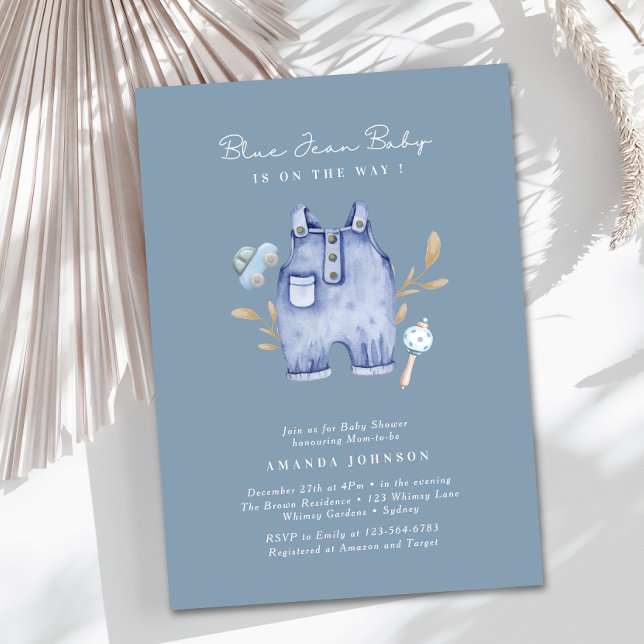 Invitación Modern Denim Blue Jean Baby Shower  (Subido por el creador)