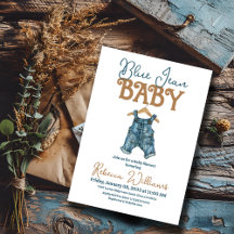 Modern Denim Boy Blue Jean Baby Shower