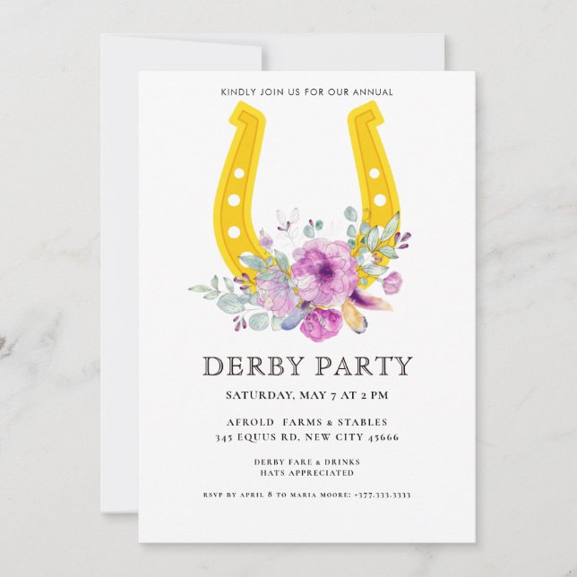 Invitación Modern  Derby Party  (Anverso)