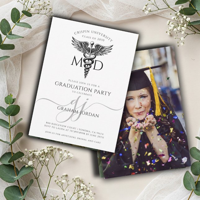 Invitación Modern Doctor Photo Graduation Party  (Subido por el creador)