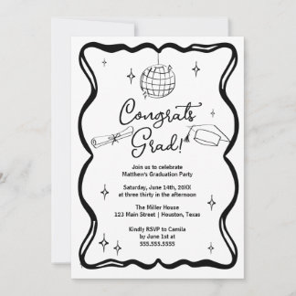 Invitación Modern doodle Congrats grad! Graduation Invitation