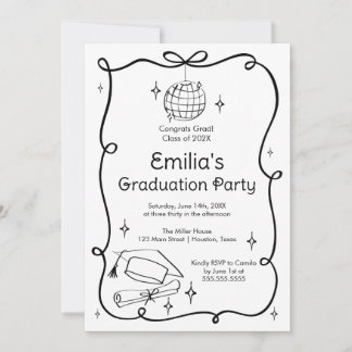 Invitación Modern doodle Graduation Invitation