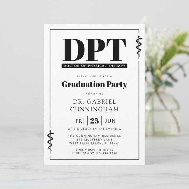 Invitación Modern DPT Doctor of Physical Therapy Graduation (Anverso de pie)