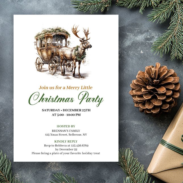 Invitación Modern Earthy Colors Christmas Deer Celebration (Modern Earthy Colors Christmas Tree Celebration)