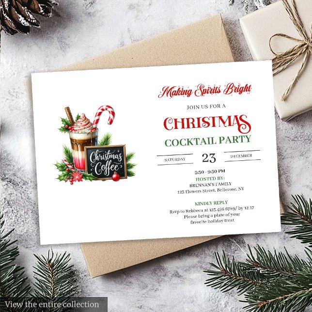 Invitación Modern editable Christmas cocktails party invite (Modern editable christmas cocktails party invitation

)