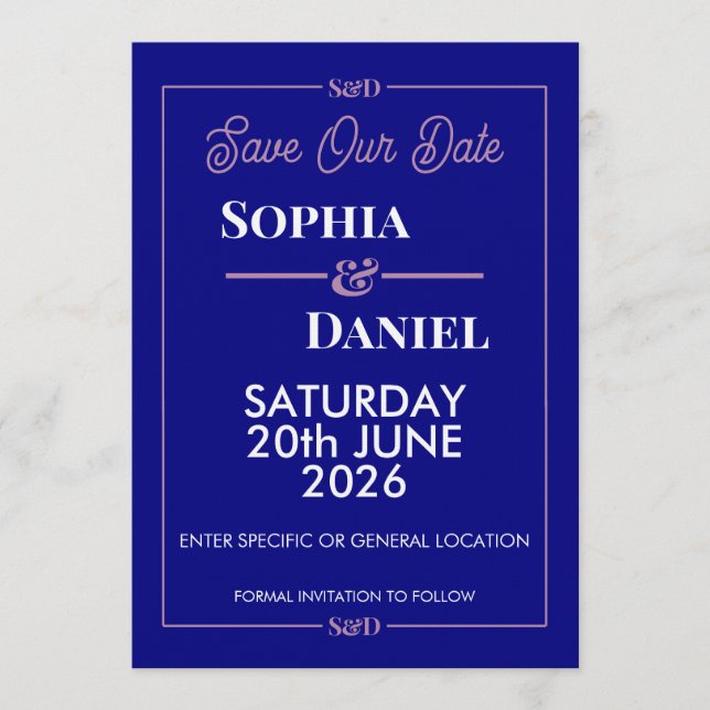 Invitación Modern Editable Wedding Save The Date Card (Anverso)