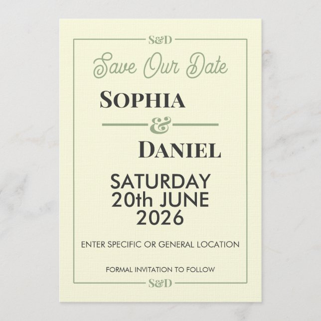 Invitación Modern Editable Wedding Save The Date Card (Anverso)