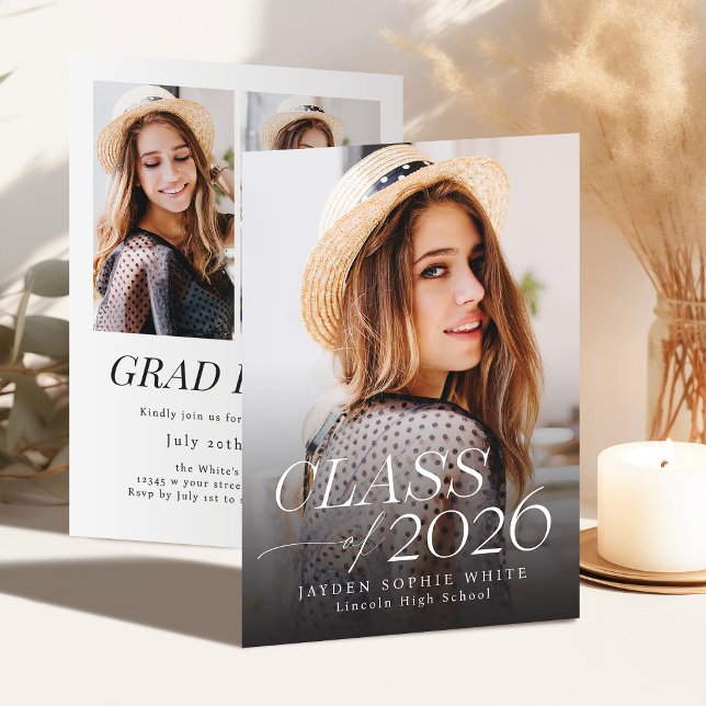Invitación Modern Elegance Class of 2026 Photo Graduation (Modern Elegance Class of 2026 Photo Graduation Invitation)