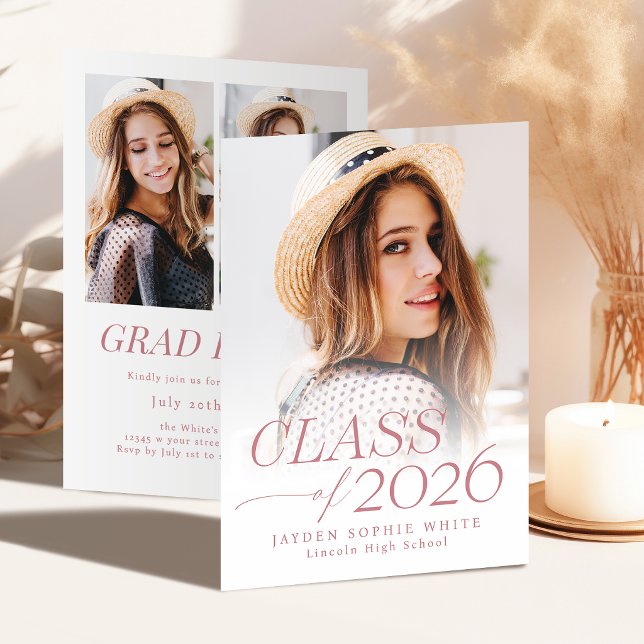 Invitación Modern Elegance Class of 2026 Photo Graduation (Modern Elegance Class of 2026 Photo Graduation Invitation)