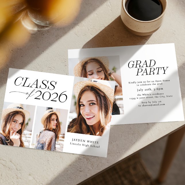 Invitación Modern Elegance Class of 2026 Photo Graduation (Modern Elegance Class of 2026 Photo Graduation Invitation)