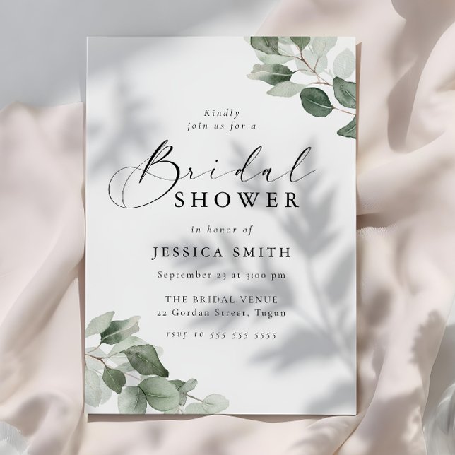 Invitación Modern Elegance Green Leaves Bridal Shower (Subido por el creador)