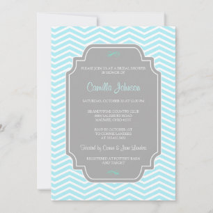 Invitación Modern Elegant Aqua Chevron Bridal Shower