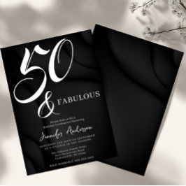 Invitación Modern Elegant Black White Fifty Fabulous Birthday
