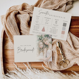 Invitación Modern Elegant Bridesmaid Photo Information Card