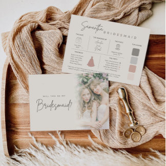 Invitación Modern Elegant Bridesmaid Photo Information Card