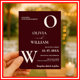 Invitación Modern Elegant Burgundy Wedding