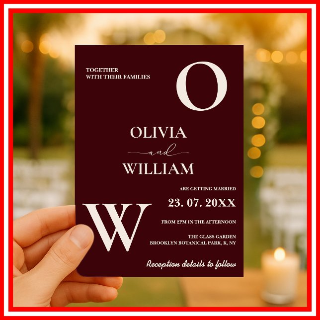 Invitación Modern Elegant Burgundy Wedding (Subido por el creador)