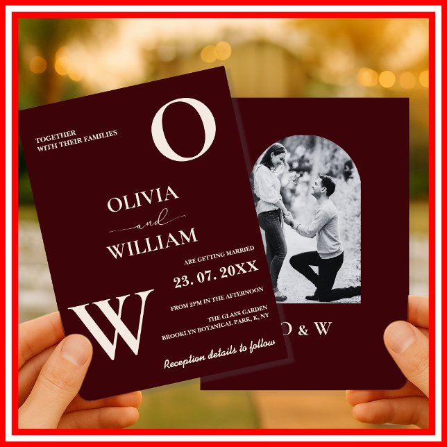 Invitación Modern Elegant Burgundy Wedding Photo (Subido por el creador)