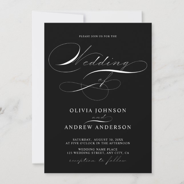 Invitación Modern Elegant Calligraphy Script Simple Wedding (Anverso)