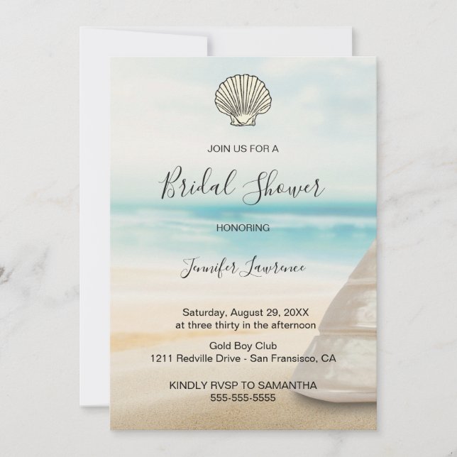 Invitación Modern Elegant Coastal Bridal Shower  (Anverso)