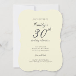 Invitación Modern Elegant Cream 30th Birthday Party