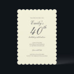 Invitación Modern Elegant Cream 40th Birthday Party<br><div class="desc">This Modern Elegant Cream 40th Birthday Party Invitation is perfect for your celebration. It features modern typography and creates a chic and stylish look—perfect for celebrating this special milestone birthday.</div>