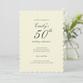 Invitación Modern Elegant Cream 50th Birthday Party