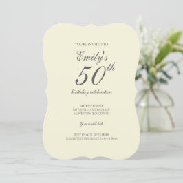 Invitación Modern Elegant Cream 50th Birthday Party