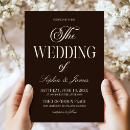 Invitación Modern Elegant Dark Expresso Brown Ivory Wedding