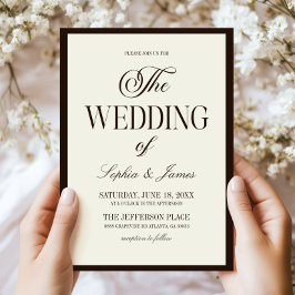 Invitación Modern Elegant Expresso Brown Ivory Wedding