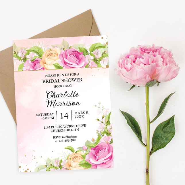 Invitación Modern Elegant Floral Chic Floral Bridal Shower (Subido por el creador)