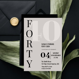 Invitación Modern Elegant FORTY 40 Birthday Fiesta