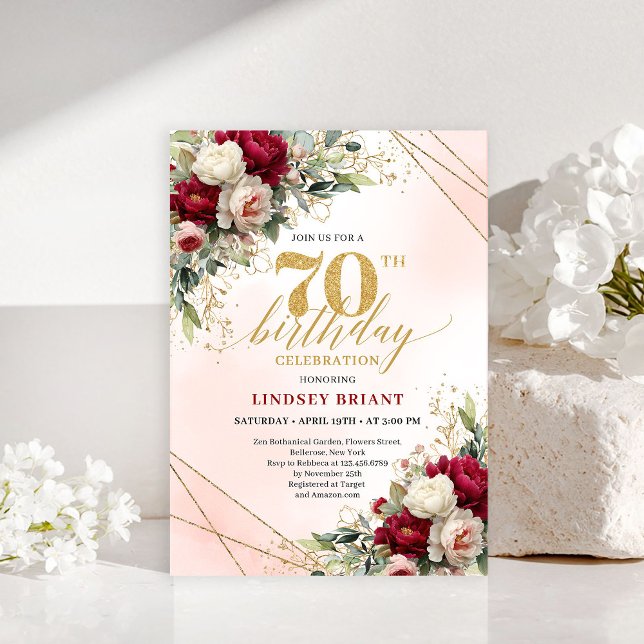 Invitación Modern Elegant Gold 70th Birthday Celebration  (Modern Elegant Gold 70th Birthday Celebration Invite)