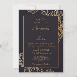 Invitación Modern Elegant Gold Faux Metal Floral Wedding