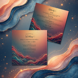 Invitación Modern Elegant Gold Marble Navy Terracotta Wedding