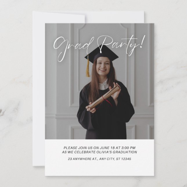 Invitación Modern Elegant Graduation Party Photo Invitation (Anverso)
