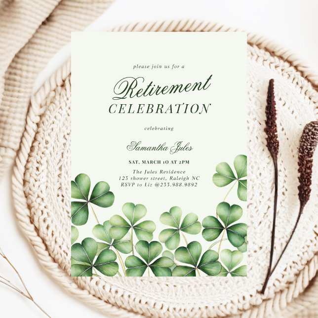 Invitación Modern Elegant Green Shamrock Retirement Party (Subido por el creador)