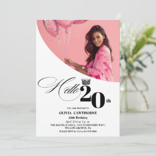 Invitación Modern Elegant Photo 20th Birthday Party