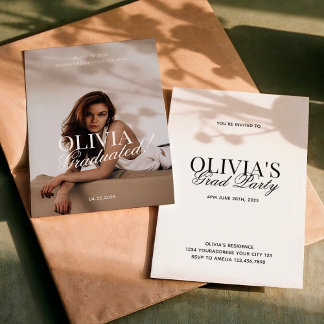 Invitación Modern Elegant Photo Typography Script Grad Party
