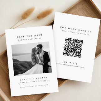 Invitación Modern Elegant QR Code Wedding Photo Save The Date