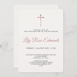 Invitación Modern Elegant Rose Gold & Blk Baptism 
