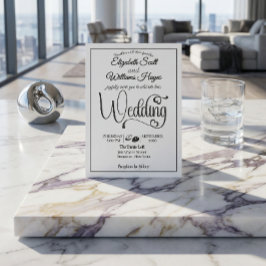 Invitación Modern Elegant Script QR Code Photo Budget Wedding