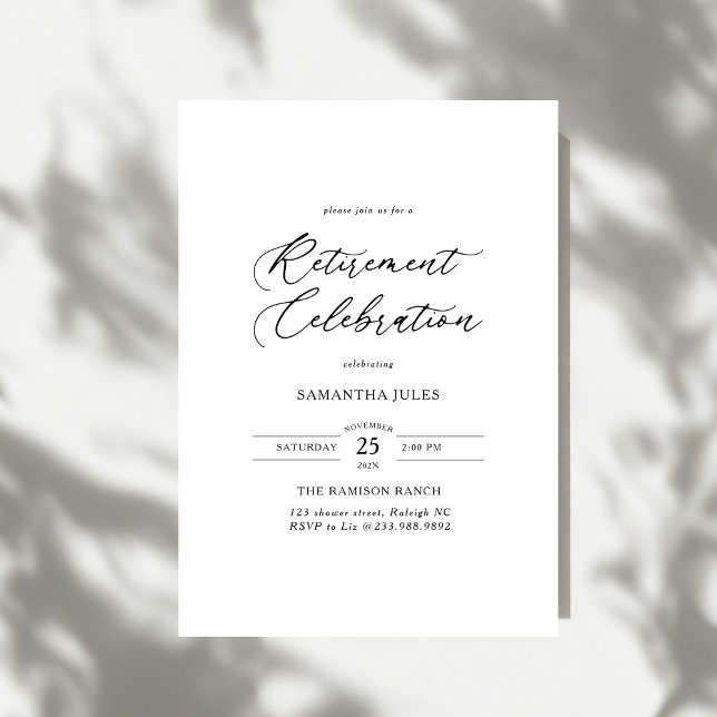 Invitación Modern Elegant Script Retirement Celebration (Subido por el creador)