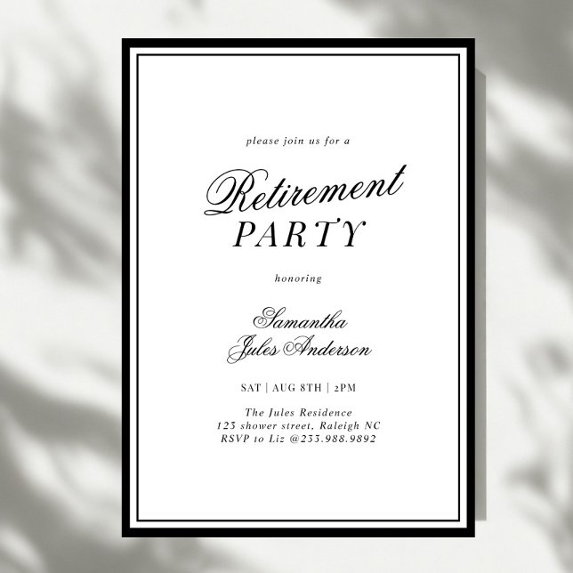 Invitación Modern Elegant Script Retirement Party  (Subido por el creador)