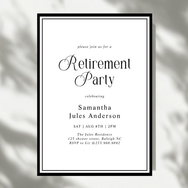 Invitación Modern Elegant Script Retirement Party  (Subido por el creador)