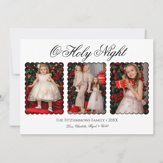 Invitación Modern Elegant Three Photo Family Christmas Card (Anverso)