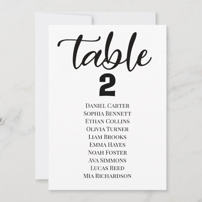 Invitación Modern Elegant Wedding Table Numbers Seating Chart (Anverso)