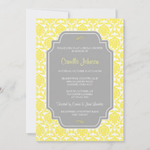 Invitación Modern Elegant Yellow Damask Bridal Shower